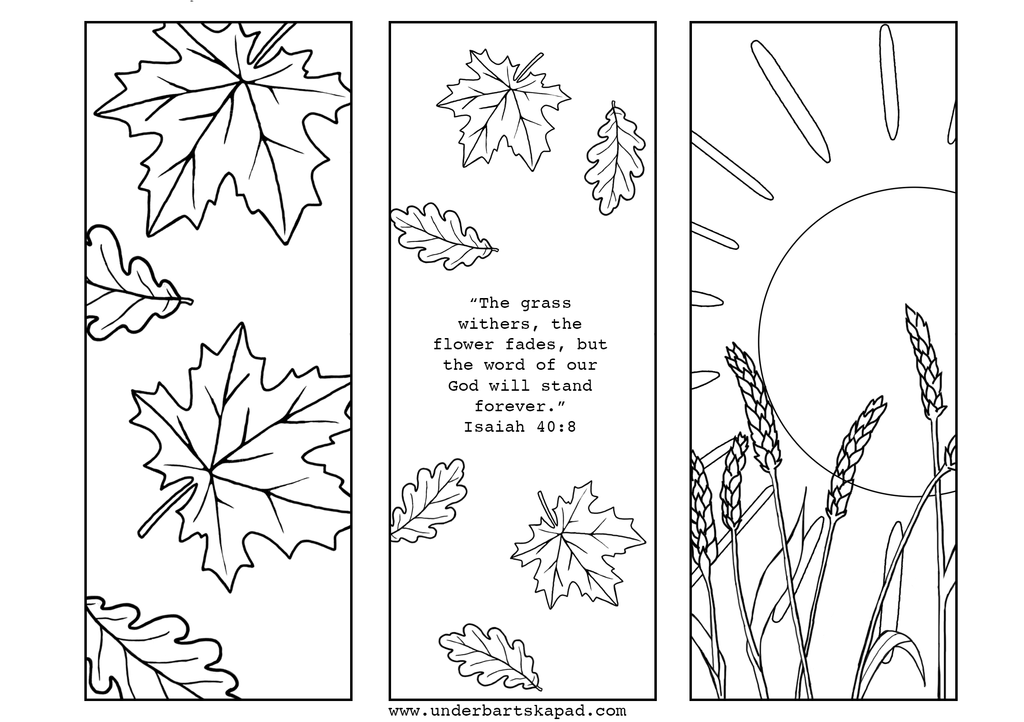 Free Coloring Bookmarks For Fall Underbart Skapad