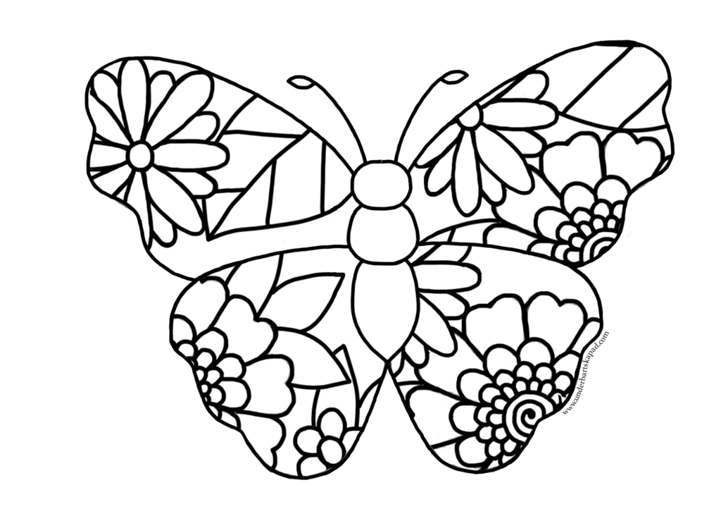 Butterfly and Flower Coloring Pages - FREE Printable - Underbart skapad