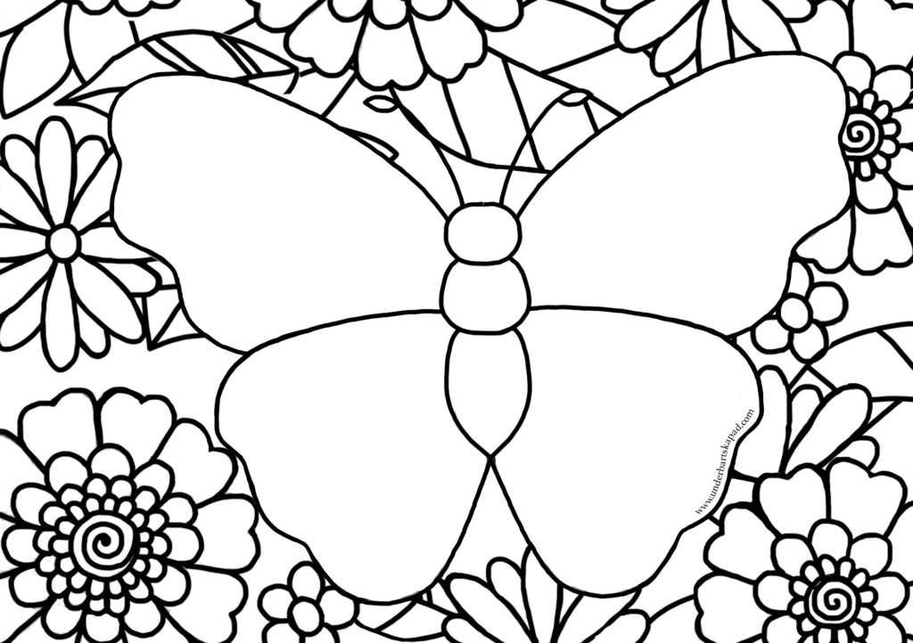 Butterfly and Flower Coloring Pages - FREE Printable - Underbart skapad